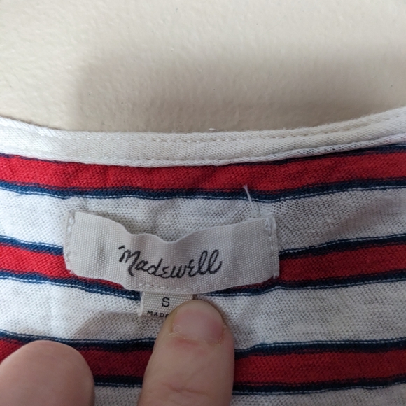 Madewell Women's Red White Blue Cropped Striped Tank Top size small - Picture 2 of 5